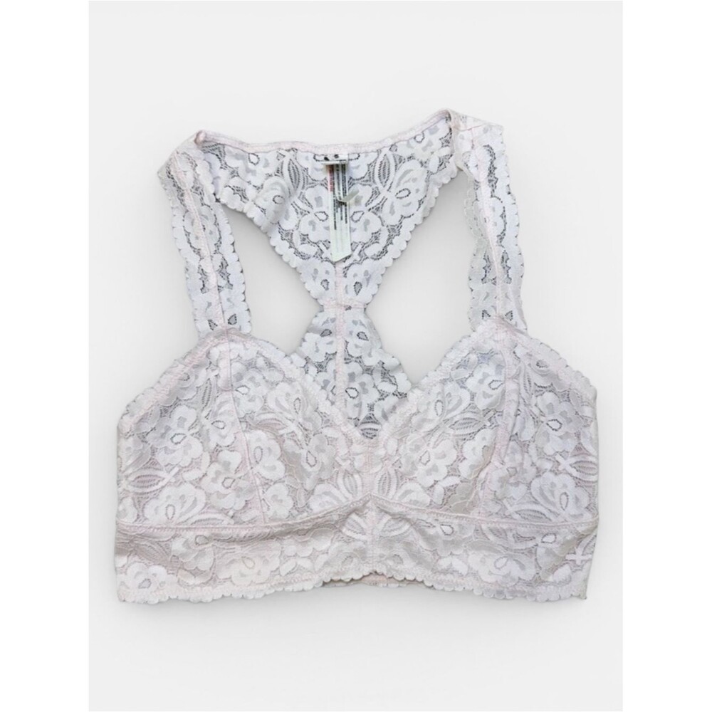 Free People Galloon Lace Bralette Light Pink Size S Sheer Floral Boho Summer